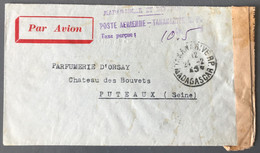 Madagascar Sur Enveloppe Affranchissement En Numéraire + TAD TANANARIVE R.P. 24.2.1945 + Censure - (N088) - Brieven En Documenten