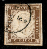 1861 - 10 Cent Bruno Cioccolato Scuro (14Ci) - Usato - Raybaudi (1.500) - Autres & Non Classés