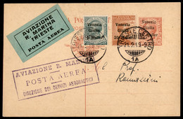 Cartolina Postale Da 10 Cent (5) + Complementari (30/31) - Trieste 21.2.19 - Timbro + Etichetta Aviazione R. Marina - Da - Autres & Non Classés