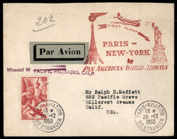 Parigi New York - 20 Dicembre 1950 - Aerogramma Del Volo - Autres & Non Classés