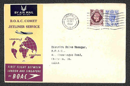 1952 (13 Ottobre) - B.O.A.C. - Primo Volo Londra Singapore - 5 Aerogrammi Con Diverse Destinazioni (Calcutta - Bangkok - - Other & Unclassified