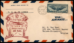 1939 (24 Giugno) - New York Londra (St. Lambert/Belgio) - Primo Volo F.a.m. 18 - Autres & Non Classés