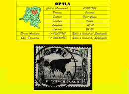 1952 (°) BELGIAN CONGO / CONGO BELGE =  COB 325 OPALA CANCELATION STUDY OKAPI - Abarten Und Kuriositäten