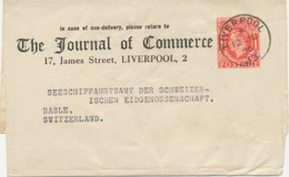 GB „LIVERPOOL / 33“ Rare CDS 23mm (time With „*“!!) On VF Rare GVI 1d Red  Stamped To Order Postal Stationery Wrapper - Briefe U. Dokumente