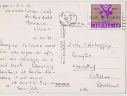 Liberia Monrovia Carte Postale Affranchissement Timbre Stamp Franking Postcard 1972 - Liberia