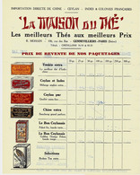 1950 Thés ENTETE "LA MAISON Du Thé" Gennevilliers Paris Seine  BOITES EN TOLE ET  PRIX B.E.V.SCANS+HISTORIQUE - 1950 - ...