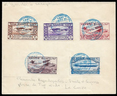 1933 EGYPT, AIRMAIL AVIATION CONGRESS SET OF 5 Yv. 150/54, COMMEMORATIVE CANCEL - Posta Aerea