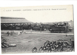 DAHOMEY - COTONOU - A O F Atelier C F C F D   Garage De Locomotives Animé Trains Bon état - Dahomey