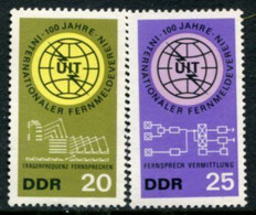 DDR / E. GERMANY 1965 ITU Centenary  MNH / **.  Michel 1113-14 - Unused Stamps