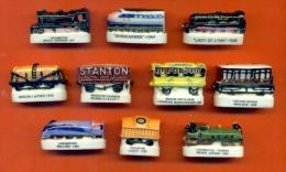 Serie Complete De 10 Feves   "  Trains Et Wagons  "  199? - Historia
