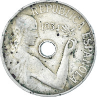 Monnaie, Espagne, 25 Centimos, 1934 - 25 Centesimi