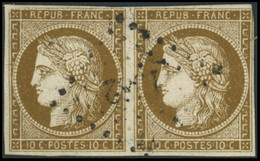 Obl. N°1 10c Bistre, Paire Au Filet à Droite - TB - 1849-1850 Ceres