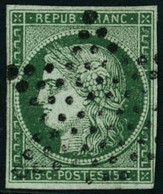 Obl. N°2 15c Vert, Signé Miro - TB - 1849-1850 Ceres