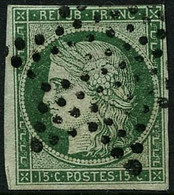 Obl. N°2 15c Vert Au Filet En Haut  - B - 1849-1850 Ceres