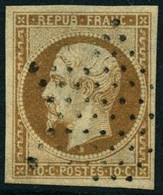 Obl. N°9 10c Bistre, Peluré Au Verso - B - 1852 Louis-Napoléon