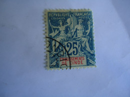 INDIA  FRANCE  COLONIES  USED   STAMPS 25C - Other & Unclassified