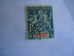 INDIA  FRANCE  COLONIES  USED   STAMPS 25C - Otros & Sin Clasificación