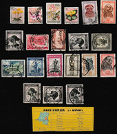 (°) BELGIAN CONGO / CONGO BELGE =  PORT FRANCQUI CANCELATION STUDY = 20 STAMPS (VARIA -D- ) - Errors & Oddities