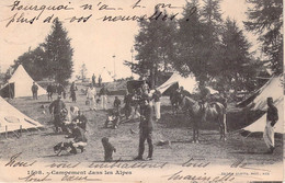 CPA MILITARIAT - Campement Dans Les Alpes - Cheval - Dos Non Divisé - Maniobras