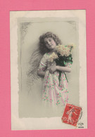 XA1176  JEUNE FILLE  FILLETTE , ENFANT, GIRL , FAMOUS GRETE REINWALD IN A BEAUTIFUL COLORED LACE DRESS RPPC - Portraits