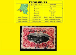 1909 (°) CONGO FREE STATE / ETAT IND. DU CONGO =  POPOCABACCA  CANCELATION ON EIC 031-L RED RAPIDS LOCAL OVERPRINT - Plaatfouten En Curiosa