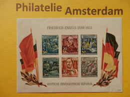 Germany East 1955, FRIEDRICH ENGELS YEAR: Mi 485-90, Bl. 13, ** - Blocks & Sheetlets