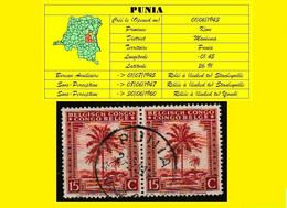 1944 (°) BELGIAN CONGO / CONGO BELGE =  PUNIA  CANCELATION ON COB 230 DOUBLE PALM TREE - Errors & Oddities