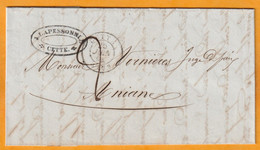 1846 - Petit Cachet Cette Sète Sur Lettre Pliée Avec Corresp Vers Aniane, Hérault Via Montpellier - Petit Cachet Arrivée - 1801-1848: Precursors XIX