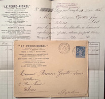 LIZY-SUR-OURCQ 1888 (73) Enveloppe Publicité FERRO-NICKEL FONDERIE Sage (lettre France Fer Mineraux Foundry Metal - 1877-1920: Semi-moderne Periode