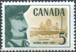 129754 MNH CANADA 1958 350 ANIVERSARIO DE LA FUNDACION DE QUEBEC - 1952-1960