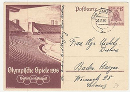 OLYMPIC GAMES, BERLIN'36, PC STATIONERY, ENTIER POSTAL, 1936, GERMANY - Zomer 1936: Berlijn