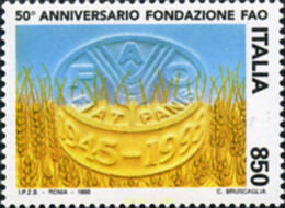 131711 MNH ITALIA 1995 50 ANIVERSARIO DE LA FAO (ORGANIZACION PARA LA ALIMENTACION Y LA AGRICULTURA) - Contro La Fame