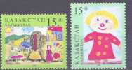 1998. Kazakhstan, Children Drawings, 2v,  Mint/** - Kazakistan