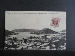 CPA - Iles Vierges - St-Thomas Avec Timbre Des Antilles Danoises - Portion Of Western Part Of Town. Gregory Channel - Islas Vírgenes Americanas