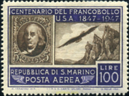 596158 MNH SAN MARINO 1947 CENTENARIO DEL SELLO DE LOS ESTADOS UNIDOS - Used Stamps