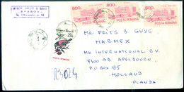 Roemenie 1995 Envelop Naar Nederland Mi 4751 (3, 1 Kapot) En 4884 - Lettres & Documents