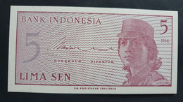 Billete De Banco De INDONESIA - 5 Sen, 1964 - Other - Asia