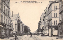 CPA France - Hauts De Seine - Boulogne Sur Seine - L'Avenue Jean Baptiste Clément Et L'Eglise - E. M. - Oblit. 1932 - Altri & Non Classificati