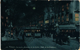 CPA "Nice La Nuit " Avenue De La Gare - Café De La Régnce (203355) - Nice By Night