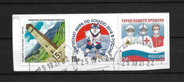 Russia , Pandemic & Hockey Stamps On Fragment - Usati