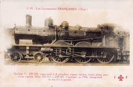 CPA - TRANSPORT - Trains - LOCOMOTIVE Française Etat - Machine N°230 520 - Train Express - Fleury PARIS - Timbre Taxe - Treinen