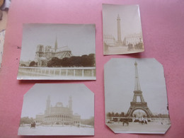 LOT DE 4 PHOTO AMATEUR 1900 PARIS TOUR EIFFEL PLACE VENDOME TRAMWAY TROCADERO NOTRE DAME A VOIR - Plaatsen