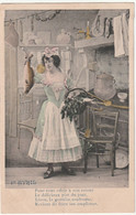 BE17 - FETE 1 ER AVRIL UNE FEMME  DANS SA CUISINE  AVEC UN POISSON DANS LA MAIN   POEME CPA  CIRCULEE - 1er Avril - Poisson D'avril