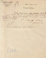 1894 Document Sonet Le Bret Carrières De Saint Fiacre Fours à Chaux à Namur Carrière - 1800 – 1899