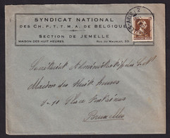 DDCC 840 - Enveloppe TP Col Ouvert Ambulant BRUXELLES-ARLON 2 En 1937 Vers BXL - Entete Syndicat National à JEMELLE - Bahnpoststempel