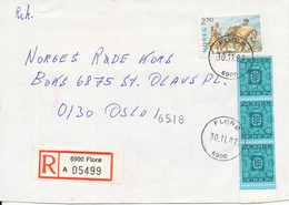 Norway Registered Cover Sent To Red Cross Norway Florö 30-11-1987 - Covers & Documents