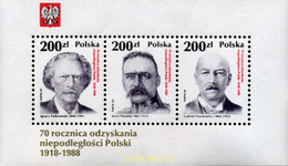 168483 MNH POLONIA 1988 70 ANIVERSARIO DE LA RESTAURACION DE LA INDEPENDENCIA POLACA - Sin Clasificación