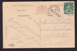 DDCC 846 - Carte-Vue TP Pellens VERVIERS 1914 Vers Bruxelles  - Griffe D'origine HOCKAY (!! Non Encadrée!!) - Griffes Linéaires