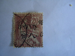 CHINA  FRANCE  USED STAMPS  OVERPRINT 8/20   WITH  POSTMARK - Otros & Sin Clasificación