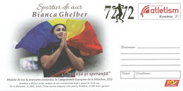 Romania Postal Stationery / Bianca Ghelber (gold Folio Stamp) - Athletics